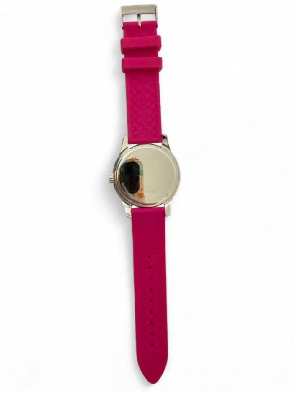 Coach Hot Pink Silicone Strap Watch with Silver-Tone Case